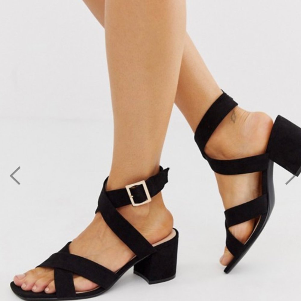 London Rebel Wide Fit Block Heels